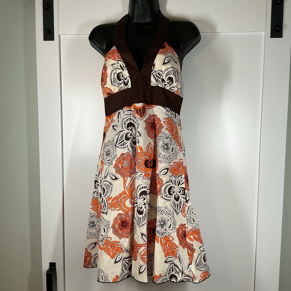 Speechless Y2K Halter Dress Womens Sz 5 Brown Paisley Babydoll Preppy Hoco Dance